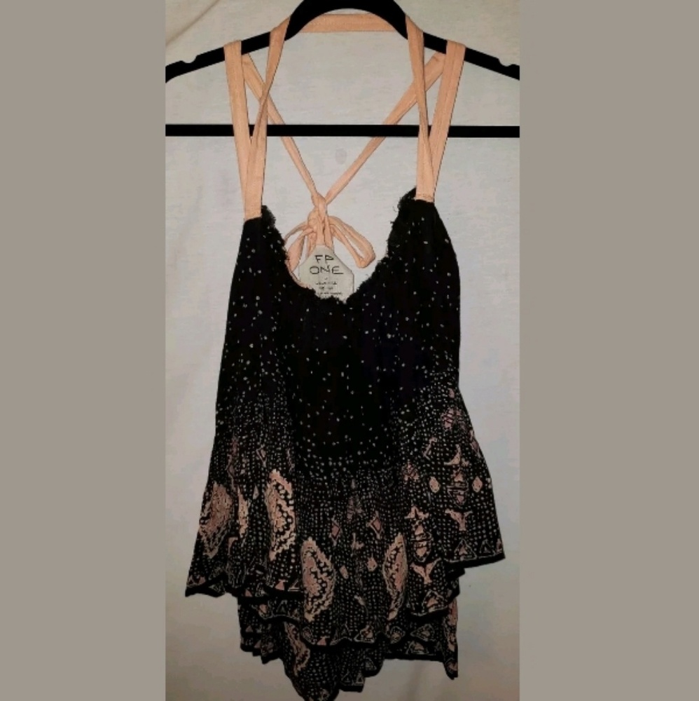 FREE PEOPLE - FP ONE Black Flowy Trapeze Tunic Top